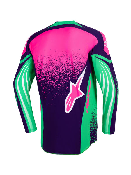 Dres Alpinestars Techstar Nomur tmavě fialová/zelená/růžová fluo