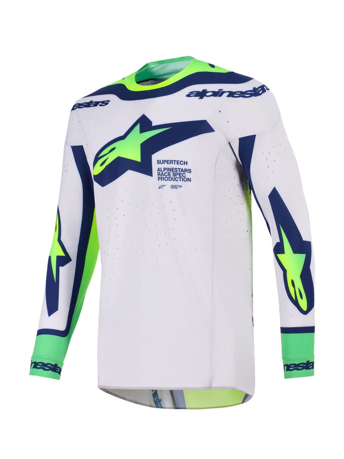 Dres Alpinestars Supertech Vista světle šedá/žlutá fluo/zelená/modrá/růžová