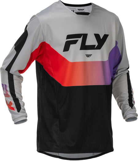 Dres Fly Racing Kinetic šedá/červená/fialová/černá