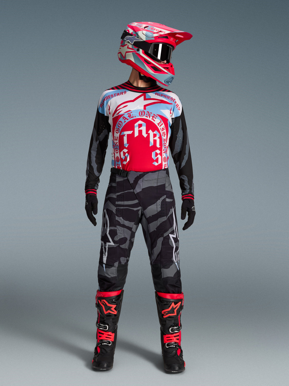 Dres Alpinestars Techstar limitovaná edice Beast Coast šedá/černá/oranžová