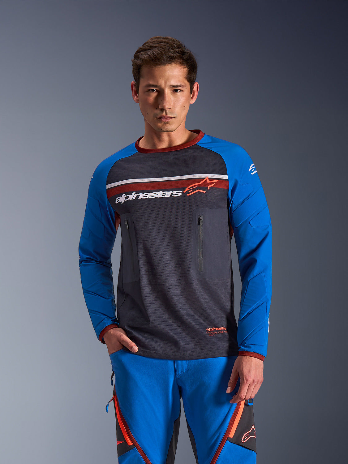 Dres Alpinestars Maxdura Dual tmavě šedá/modrá/oranžová