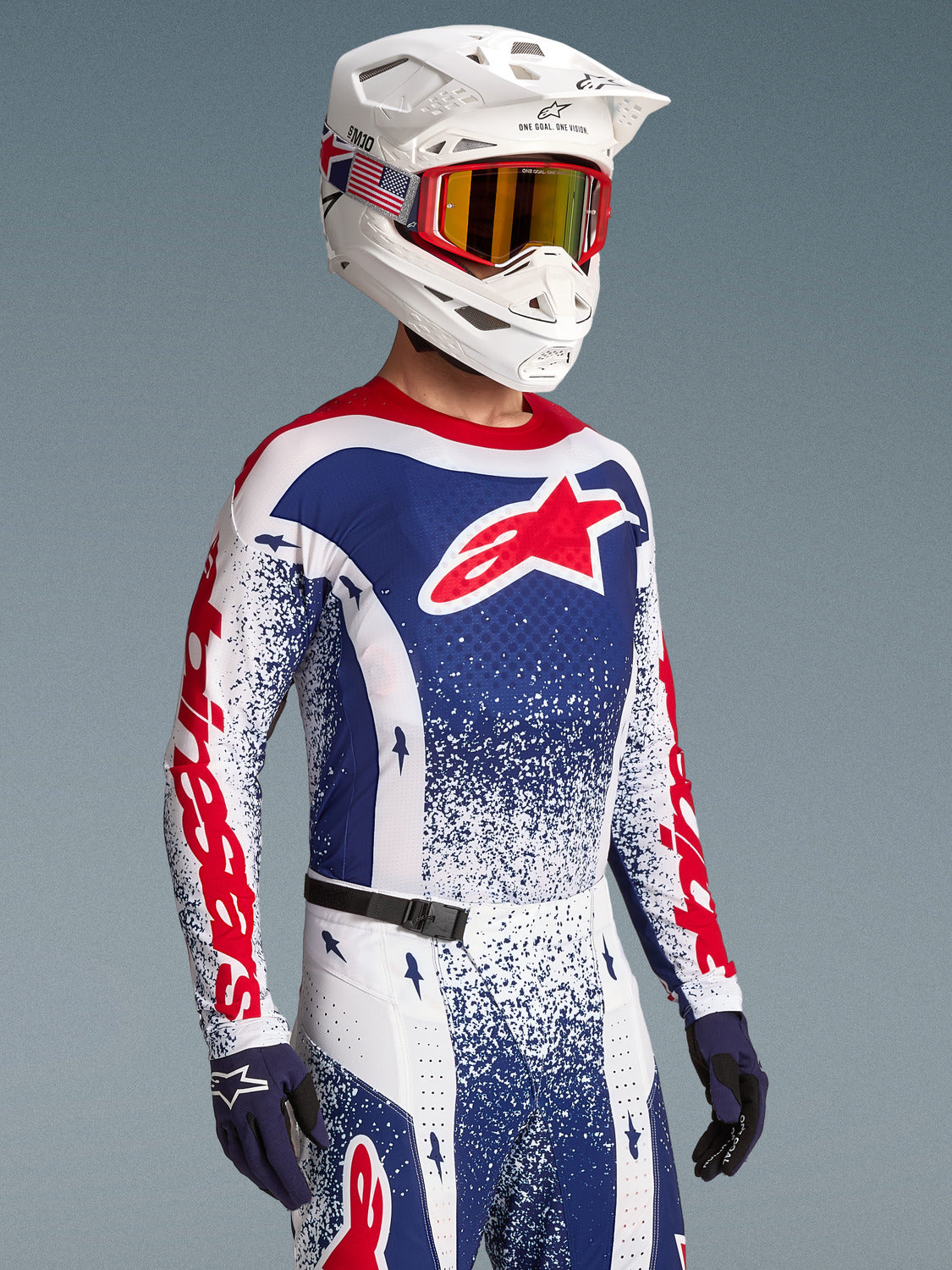 Dres Alpinestars Techstar limitovaná edice Unity červená/bílá/modrá