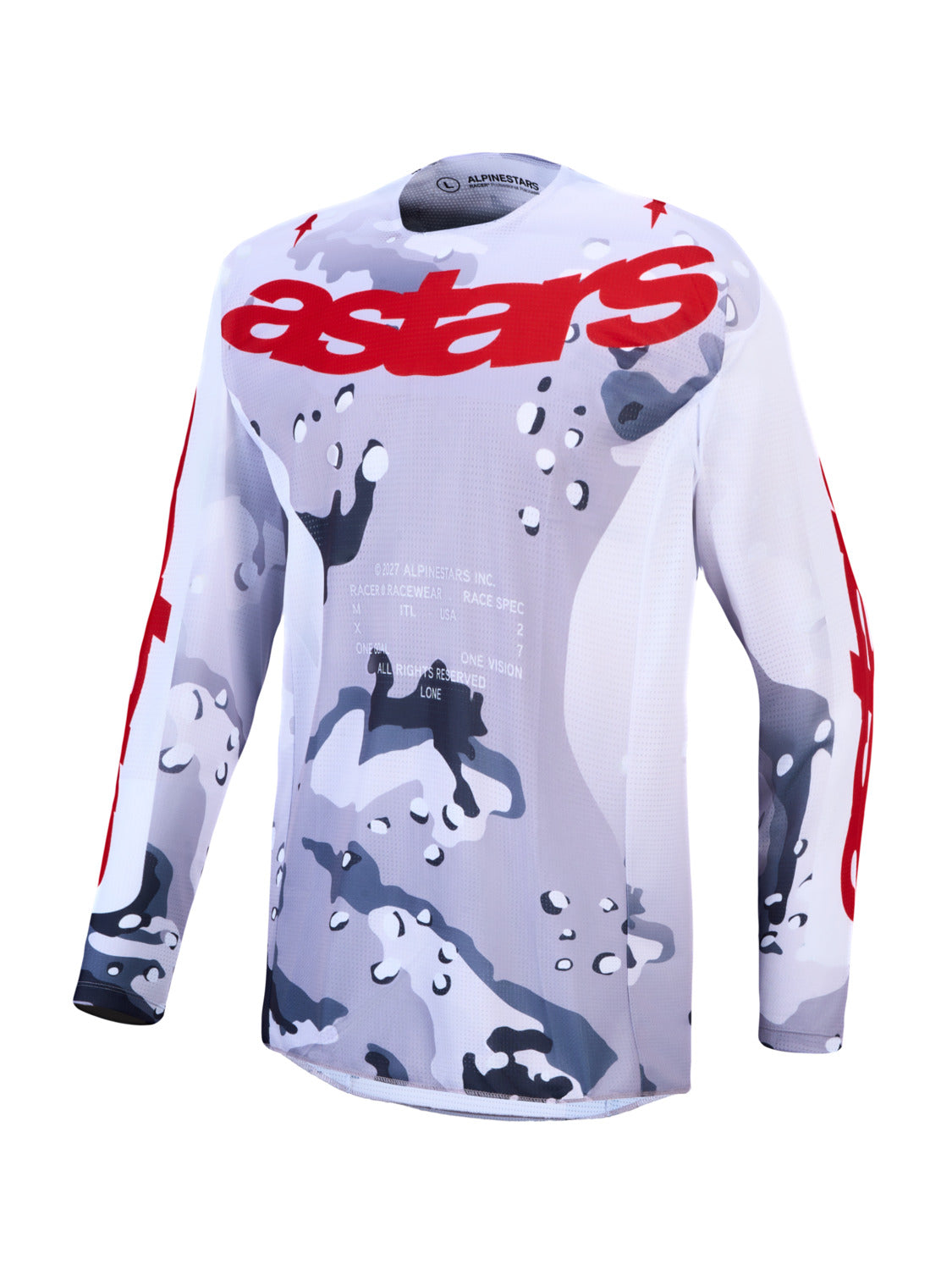 Dres Alpinestars Racer AIR Lone šedá camo/bílá/červená