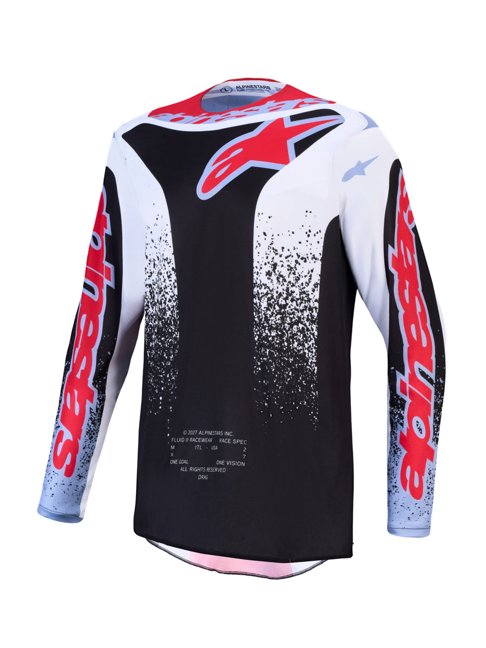Dres Alpinestars Fluid Drag černá/bílá/světle modrá/červená fluo