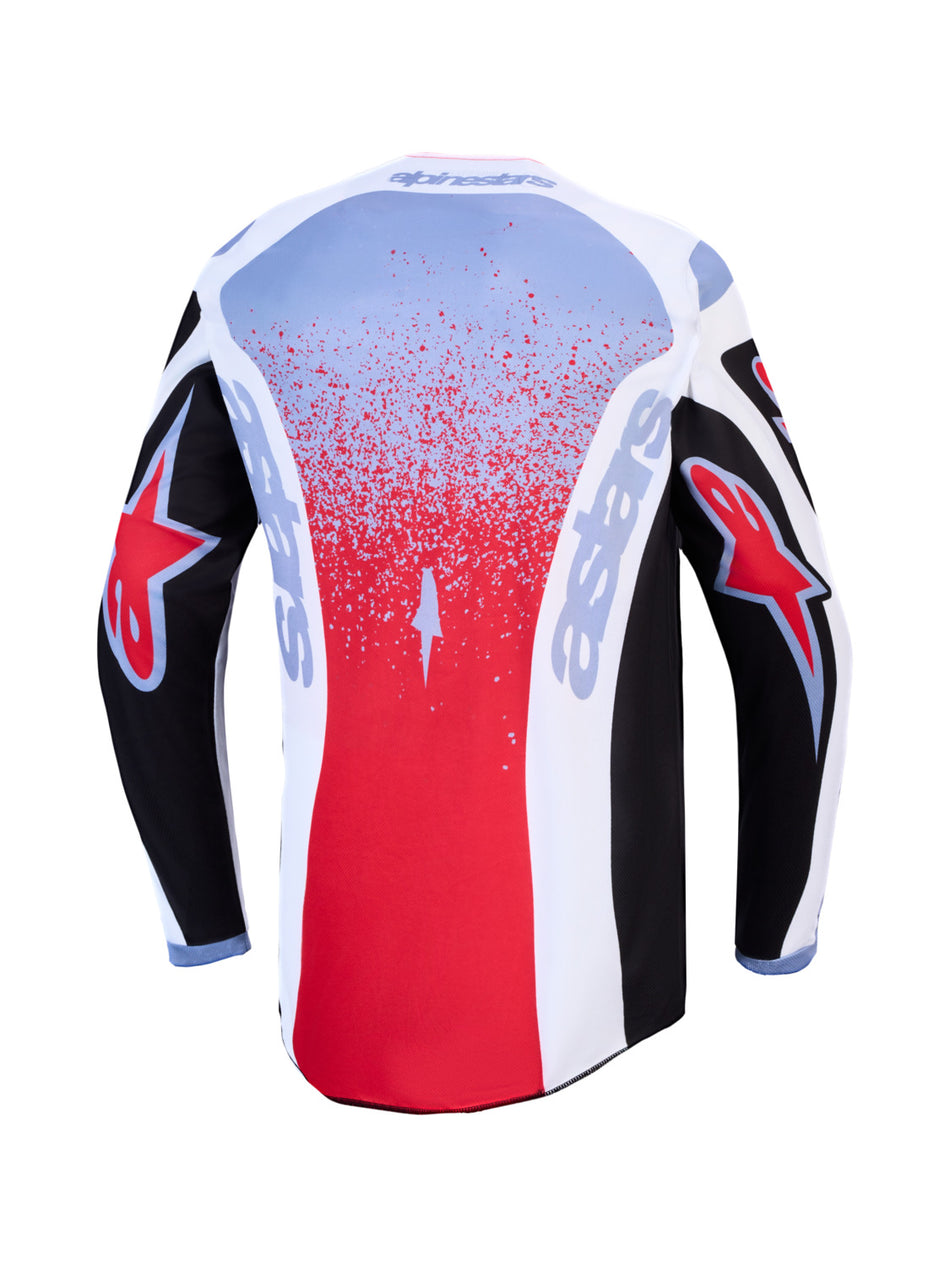 Dres Alpinestars Fluid Drag černá/bílá/světle modrá/červená fluo
