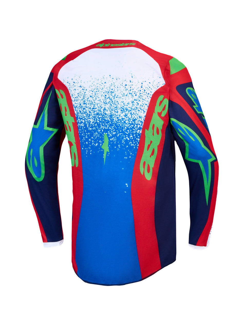 Dres Alpinestars Fluid Drag tmavě modrá/červená/zelená/bílá