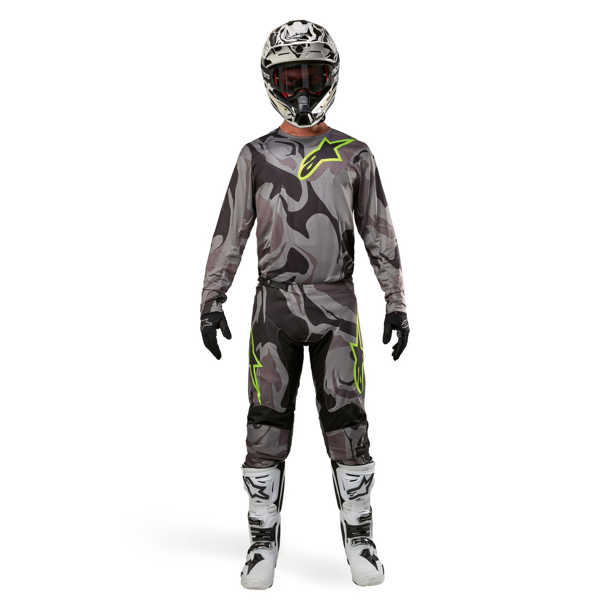 Kalhoty Alpinestars Racer Tactical šedá camo/žlutá fluo/černá
