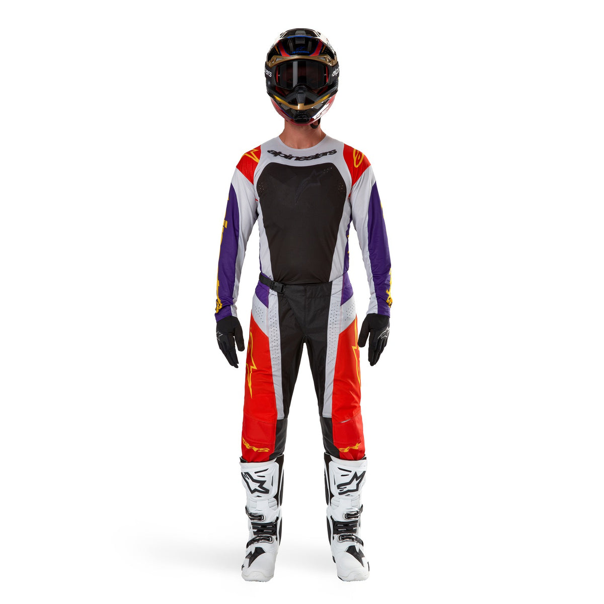 Kalhoty Alpinestars Techstar Ocuri oranžová/šedá/fialová/žlutá