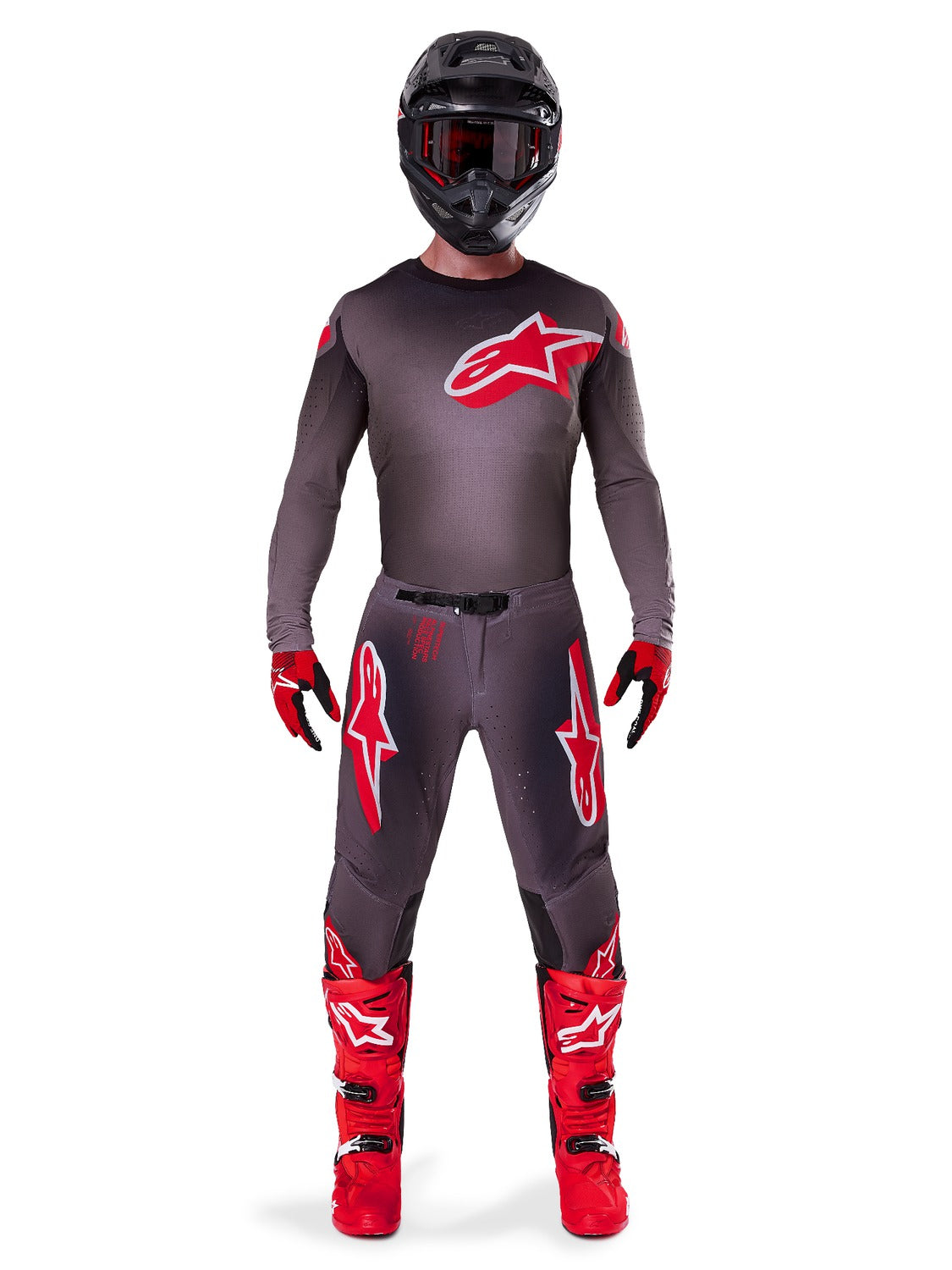 Kalhoty Alpinestars Supertech Lipan kouřová červená