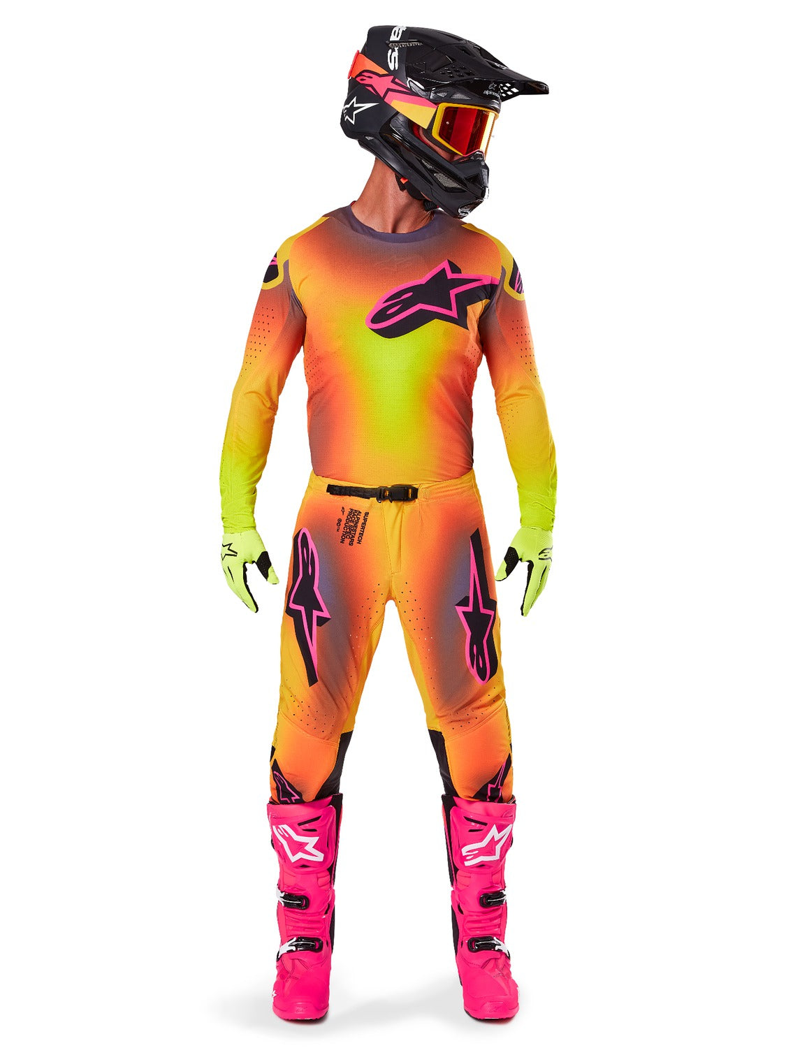 Kalhoty Alpinestars Supertech Lipan žlutá/růžová
