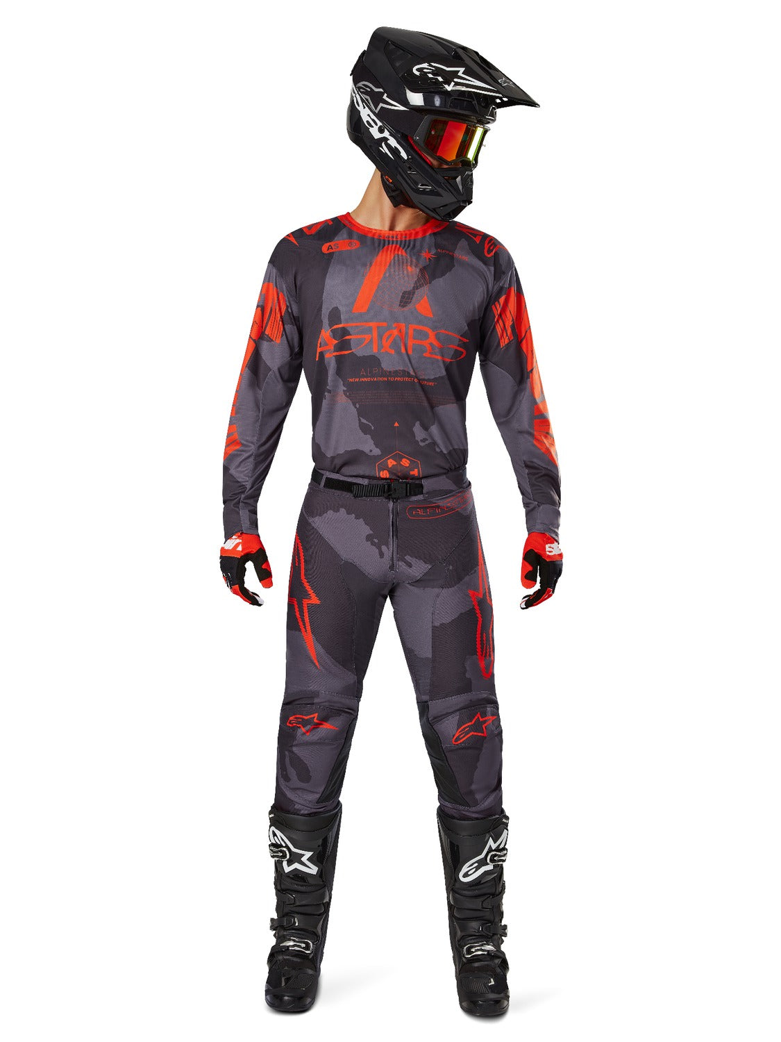 Kalhoty Alpinestars Racer Hollow šedá camo/oranžová fluo