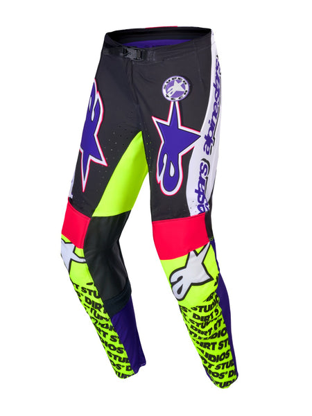 Kalhoty Alpinestars Supertech limitovaná edice Dirt Studios bílá/fialová/růžová/žlutá fluo