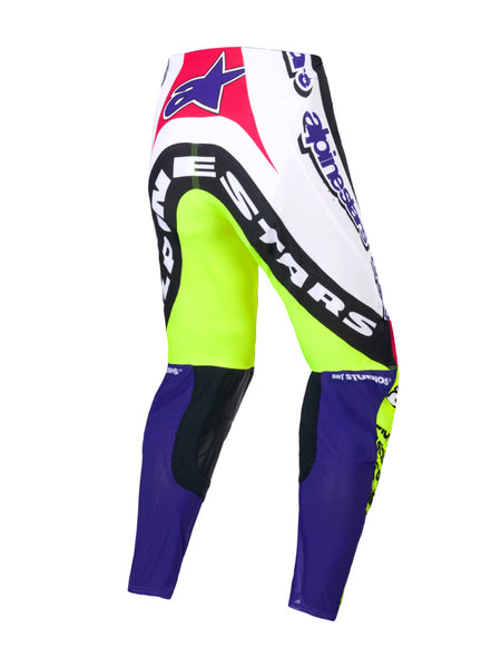 Kalhoty Alpinestars Supertech limitovaná edice Dirt Studios bílá/fialová/růžová/žlutá fluo