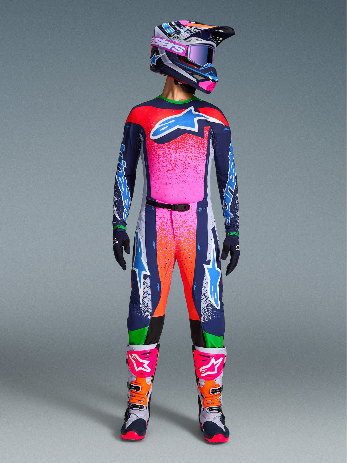 Kalhoty Alpinestars Supertech limitovaná edice Records šedá/multicolor