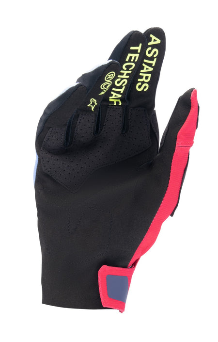 Rukavice Alpinestars Techstar světle modrá/červená/žlutá fluo/černá