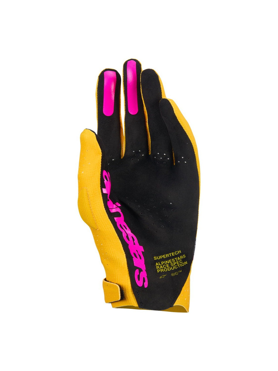 Rukavice Alpinestars Supertech MX zlatá/černá/růžová fluo