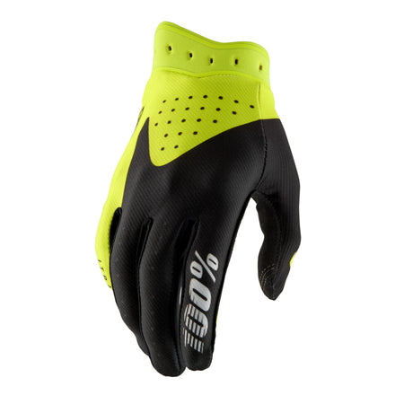 Rukavice 100% Itrack černá/fluo žlutá