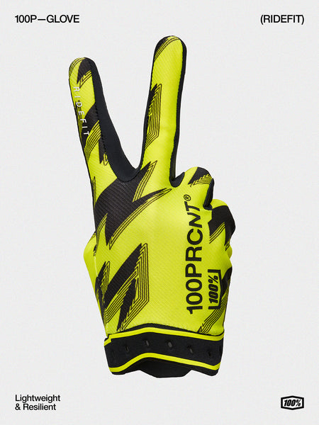 Rukavice 100% Ridefit fluo žlutá/černá