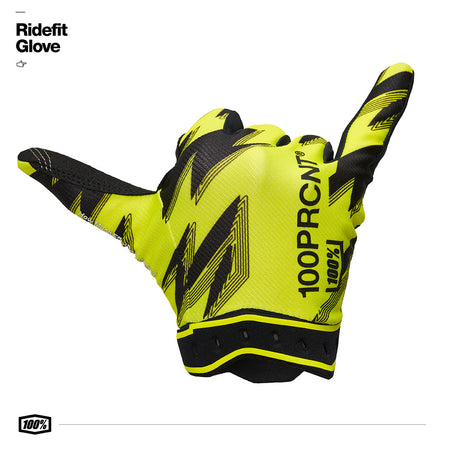 Rukavice 100% Ridefit fluo žlutá/černá
