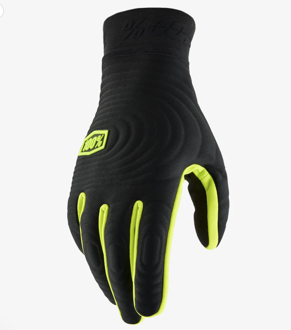 Rukavice 100% Brisker Extreme fluo žlutá/černá