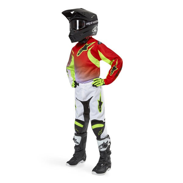 Dětské kalhoty Alpinestars Racer Lucent bílá/černá/žlutá fluo