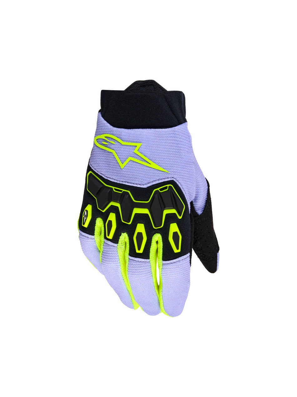 Dětské rukavice Alpinestars Full Bore V2 Youth/kids fialová/žlutá fluo