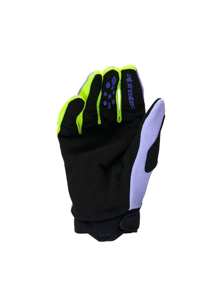 Dětské rukavice Alpinestars Full Bore V2 Youth/kids fialová/žlutá fluo