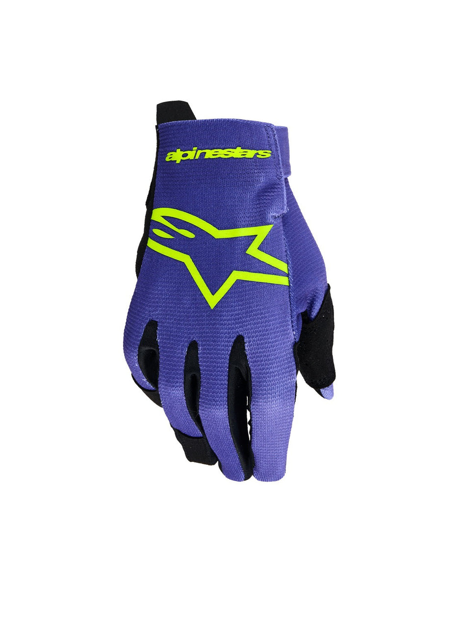 Dětské rukavice Alpinestars Radar Youth fialová/žlutá fluo