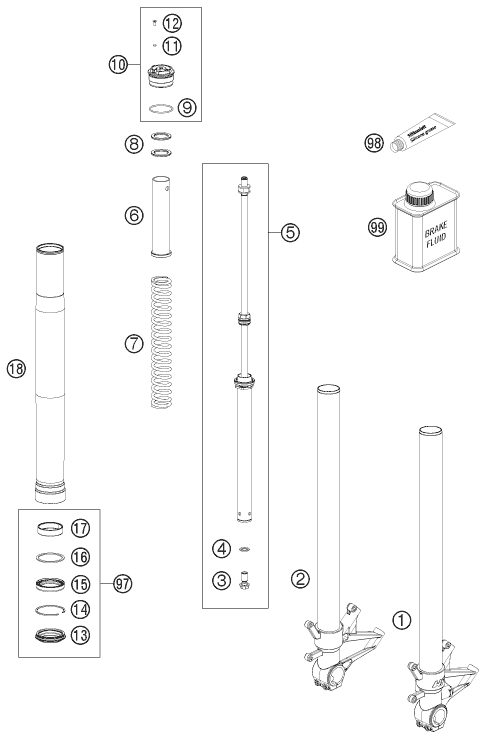 Náhled schématu FRONT FORK DISASSEMBLED