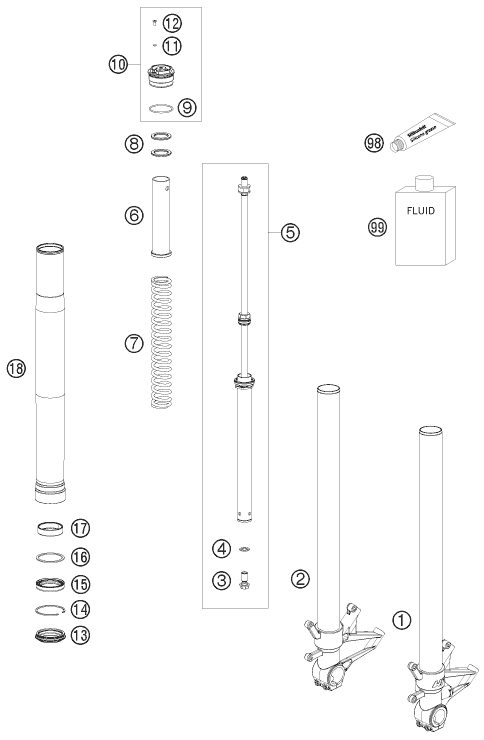 Náhled schématu FRONT FORK DISASSEMBLED