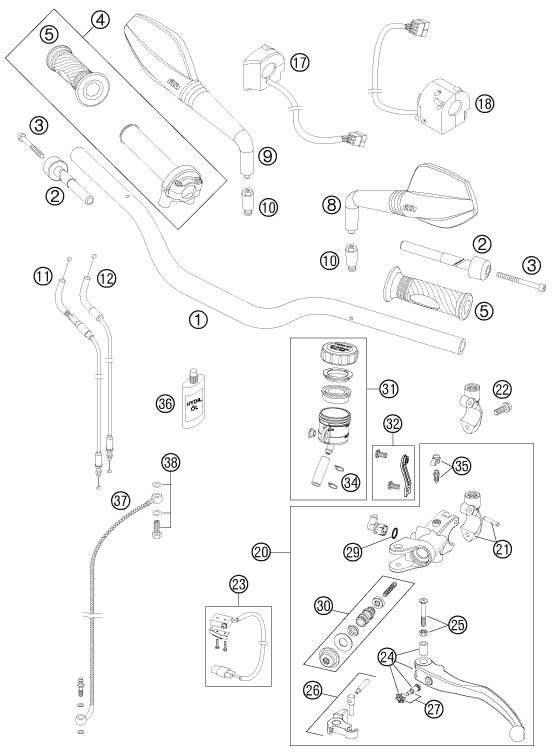 Náhled schématu HANDLEBAR, CONTROLS