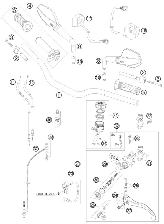 Náhled schématu HANDLEBAR, CONTROLS