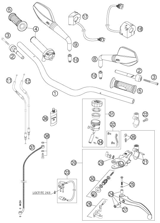 Náhled schématu HANDLEBAR, CONTROLS