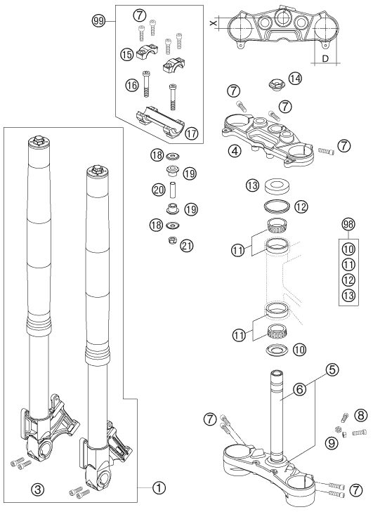 Náhled schématu FRONT FORK, TRIPLE CLAMP