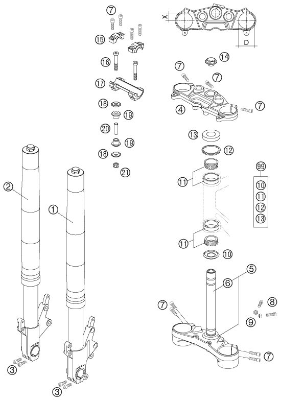 Náhled schématu FRONT FORK, TRIPLE CLAMP