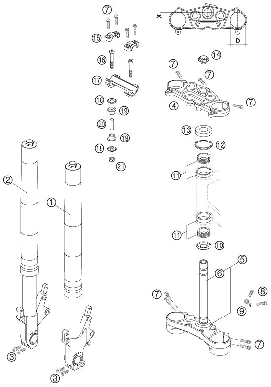 Náhled schématu FRONT FORK, TRIPLE CLAMP