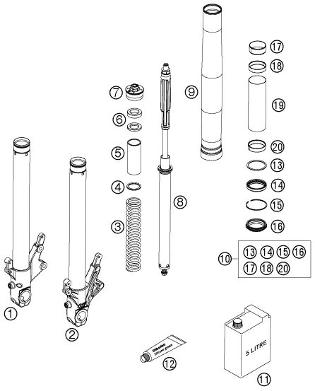 Náhled schématu FRONT FORK DISASSEMBLED