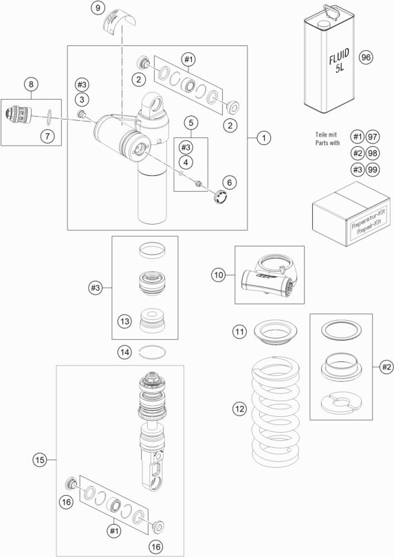 Náhled schématu SHOCK ABSORBER DISASSEMBLED