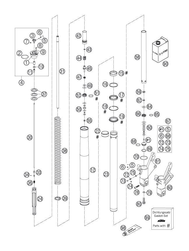 Náhled schématu FRONT FORK DISASSEMBLED