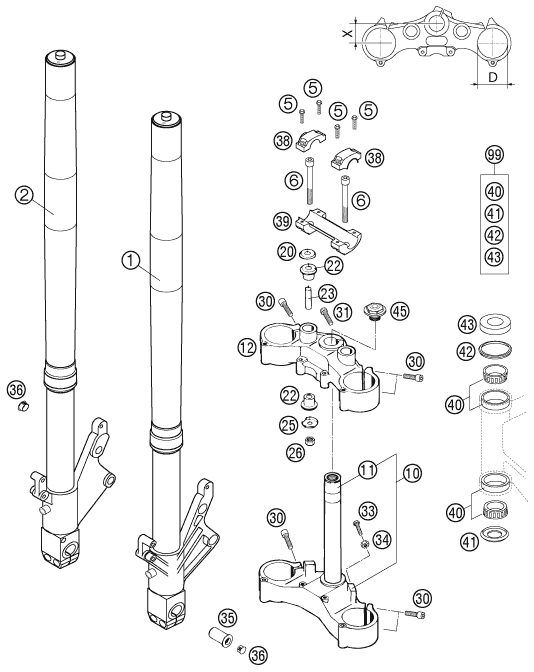 Náhled schématu FRONT FORK, TRIPLE CLAMP