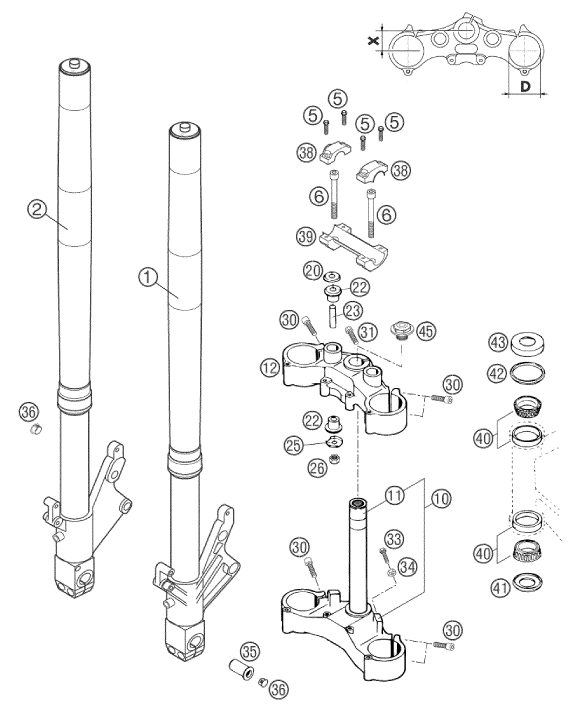 Náhled schématu FRONT FORK, TRIPLE CLAMP