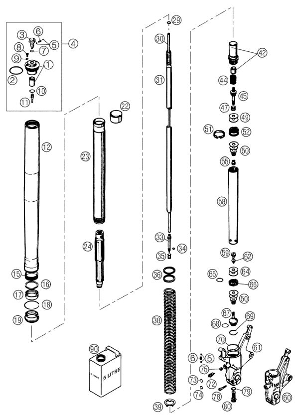 Náhled schématu FRONT FORK DISASSEMBLED