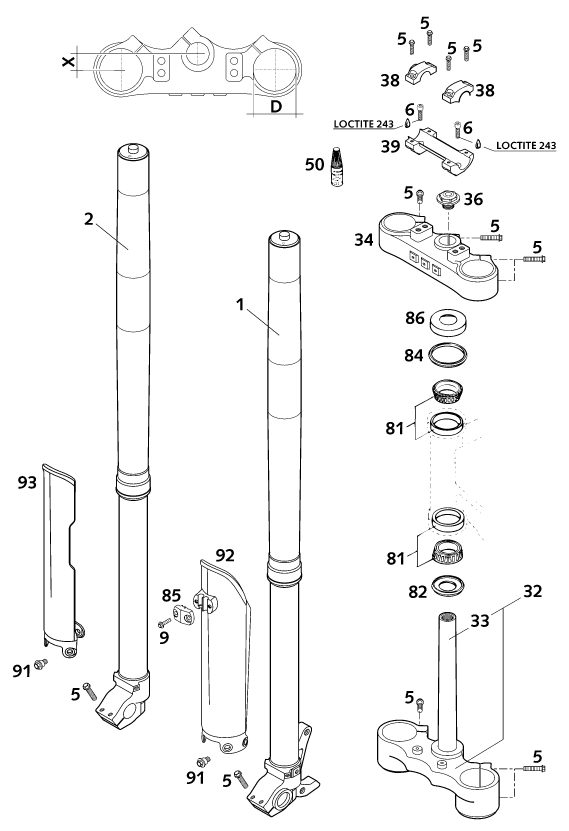 Náhled schématu FRONT FORK, TRIPLE CLAMP