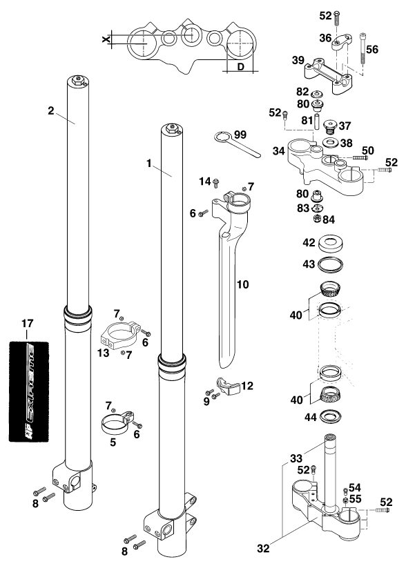 Náhled schématu FRONT FORK, TRIPLE CLAMP