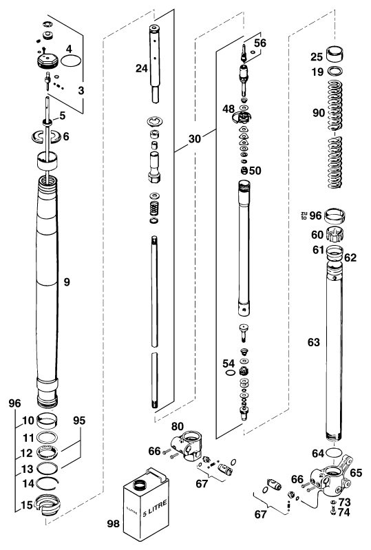 Náhled schématu FRONT FORK DISASSEMBLED