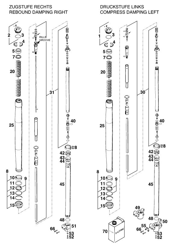 Náhled schématu FRONT FORK DISASSEMBLED
