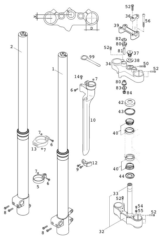 Náhled schématu FRONT FORK, TRIPLE CLAMP