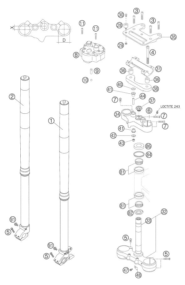 Náhled schématu FRONT FORK, TRIPLE CLAMP