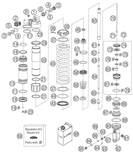 Náhled schématu SHOCK ABSORBER DISASSEMBLED