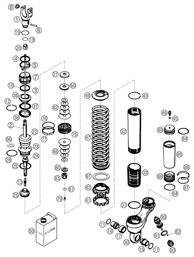 Náhled schématu SHOCK ABSORBER DISASSEMBLED